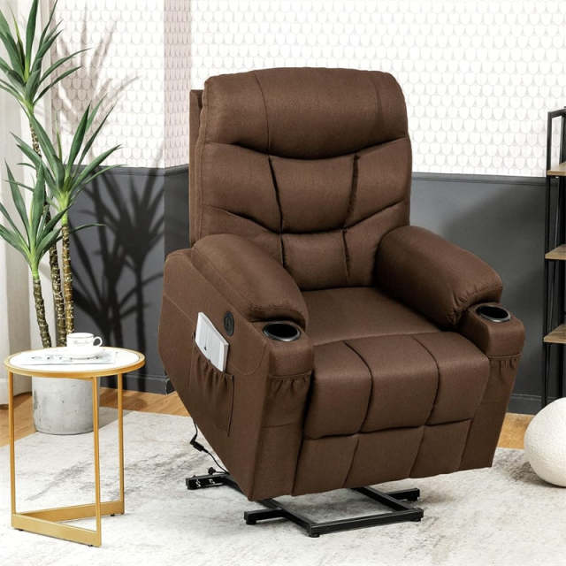 Electric Power Lift Recliner Chair for Elderly, Heat & Massage Reclining Sofa with Adjustable Backrest, Footrest & Remote Control for Living Room