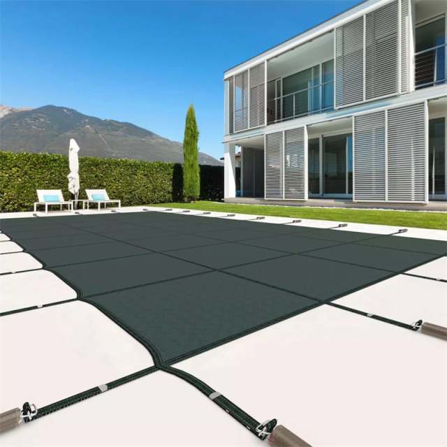 Safety Pool Cover for 40 x 20FT Inground Swimming Pools, Rectangle Winter Leaf Net Pool Cover with Mesh & Installation Tools for Backyard Yard