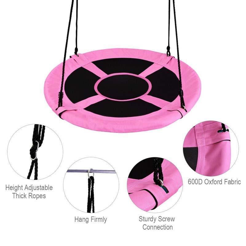 40 Inch Flying Saucer Tree Swing Set Outdoor Round Swing with Adjutable Hanging Ropes for Kids Adults Park Backyard
