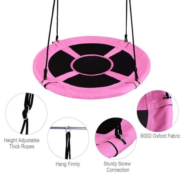 40 Inch Flying Saucer Tree Swing Set Outdoor Round Swing with Adjutable Hanging Ropes for Kids Adults Park Backyard