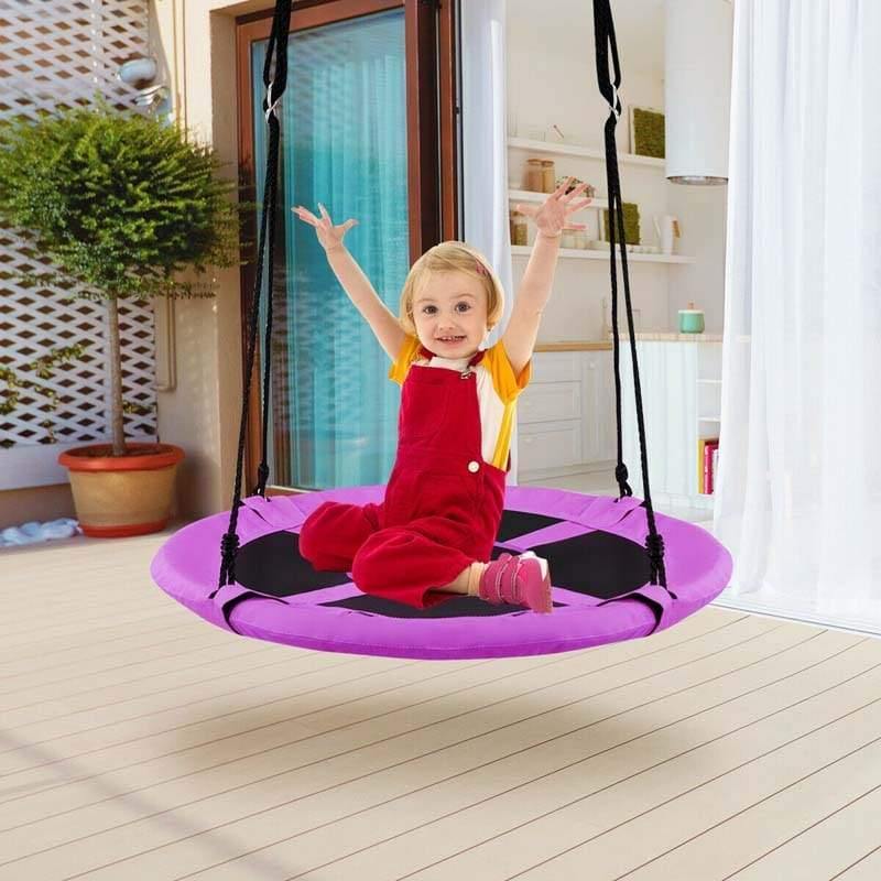 40 Inch Flying Saucer Tree Swing Set Outdoor Round Swing with Adjutable Hanging Ropes for Kids Adults Park Backyard