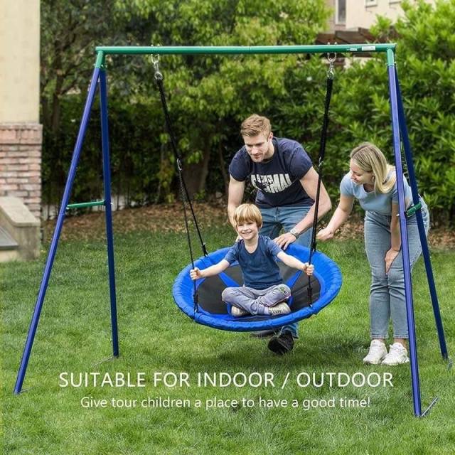 40 Inch Flying Saucer Tree Swing Set Outdoor Round Swing with Adjutable Hanging Ropes for Kids Adults Park Backyard