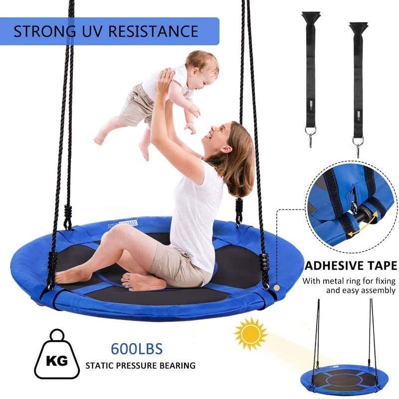 40 Inch Flying Saucer Tree Swing Set Outdoor Round Swing with Adjutable Hanging Ropes for Kids Adults Park Backyard