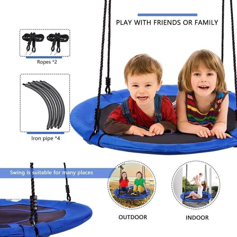 40 Inch Flying Saucer Tree Swing Set Outdoor Round Swing with Adjutable Hanging Ropes for Kids Adults Park Backyard