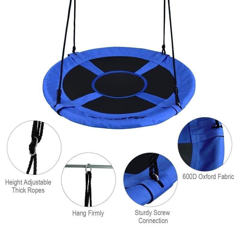 40 Inch Flying Saucer Tree Swing Set Outdoor Round Swing with Adjutable Hanging Ropes for Kids Adults Park Backyard