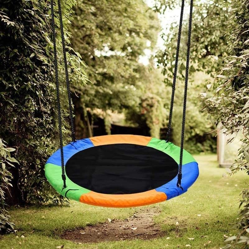 40" Saucer Tree Swing Waterproof Round Flying Saucer Swing Indoor Outdoor Play Swing for Kids with Height Adjustable Hanging Ropes