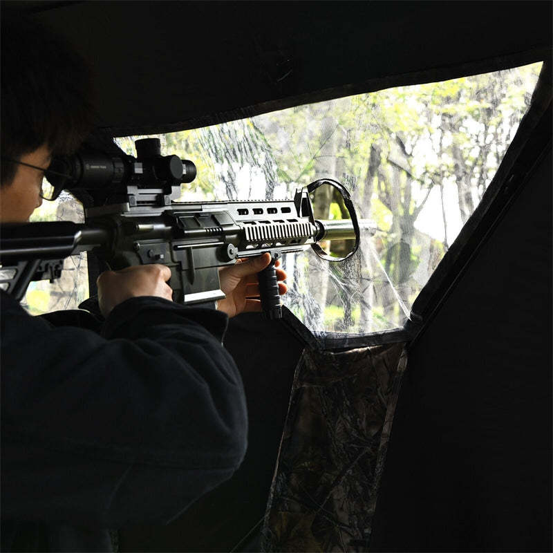 See Through Hunting Blind 3 Person Pop Up Ground Blind Camo Deer Hunting Tent with Slide Window, Hub System & Carrying Bag