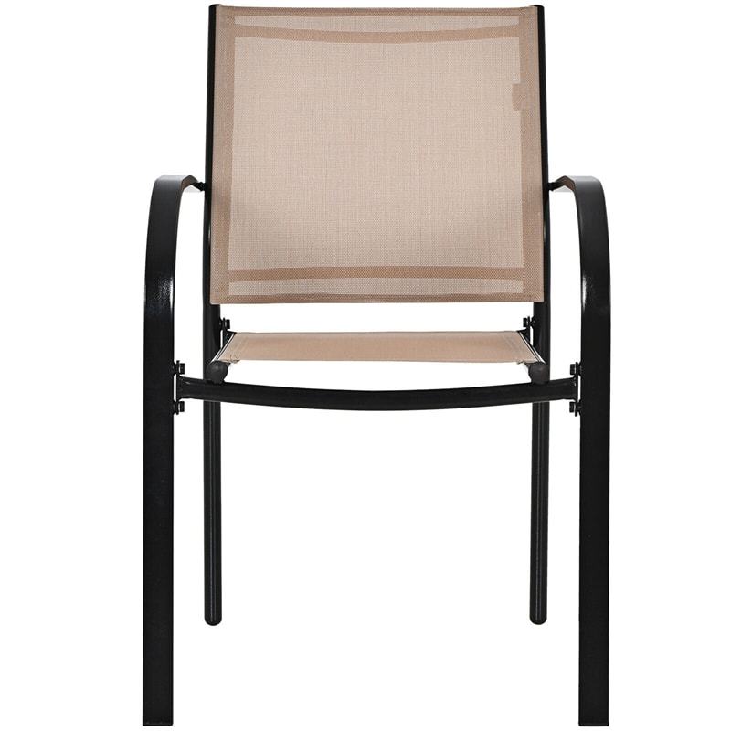 Stackable Patio Dining Chairs Set of 2 Outdoor Lawn Sling Chairs with Armrests & Breathable Fabric