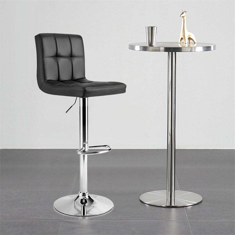 Swivel Bar Stools Set of 2 w/Adjustable Height & Back, Modern PU Leather Armless Counter Height Bar Chairs for Kitchen Island, Home Bar, Dining