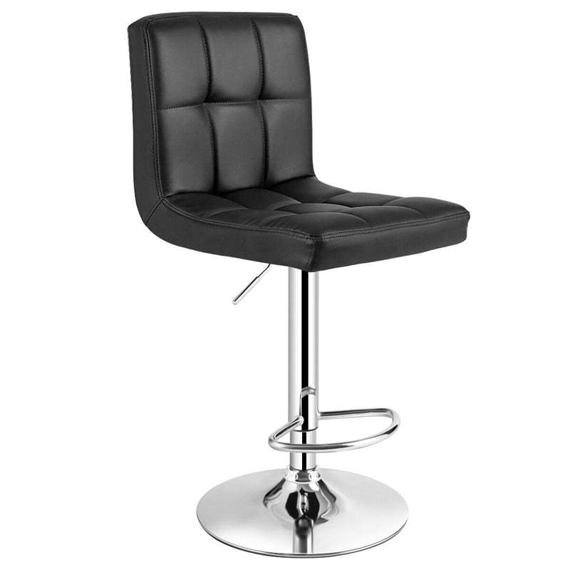 Swivel Bar Stools Set of 2 w/Adjustable Height & Back, Modern PU Leather Armless Counter Height Bar Chairs for Kitchen Island, Home Bar, Dining