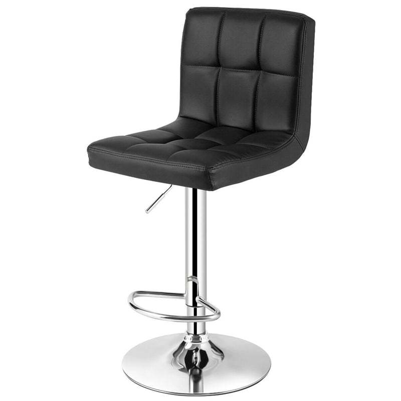 Swivel Bar Stools Set of 2 w/Adjustable Height & Back, Modern PU Leather Armless Counter Height Bar Chairs for Kitchen Island, Home Bar, Dining