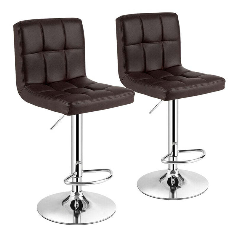 Swivel Bar Stools Set of 2 w/Adjustable Height & Back, Modern PU Leather Armless Counter Height Bar Chairs for Kitchen Island, Home Bar, Dining