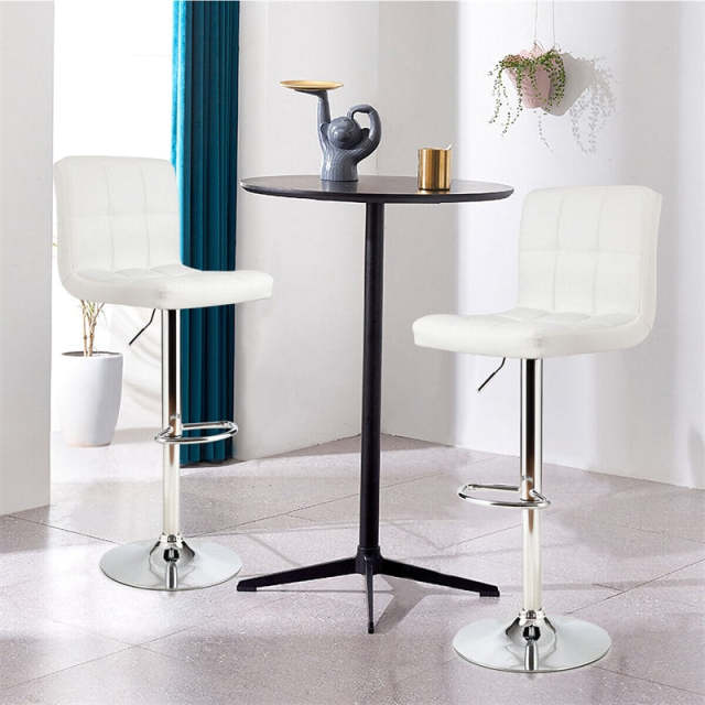 Swivel Bar Stools Set of 2 w/Adjustable Height & Back, Modern PU Leather Armless Counter Height Bar Chairs for Kitchen Island, Home Bar, Dining