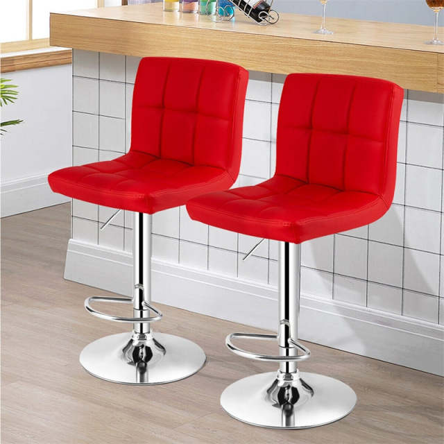 Swivel Bar Stools Set of 2 w/Adjustable Height & Back, Modern PU Leather Armless Counter Height Bar Chairs for Kitchen Island, Home Bar, Dining