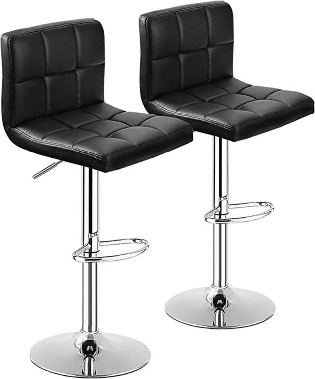 Swivel Bar Stools Set of 2 w/Adjustable Height & Back, Modern PU Leather Armless Counter Height Bar Chairs for Kitchen Island, Home Bar, Dining