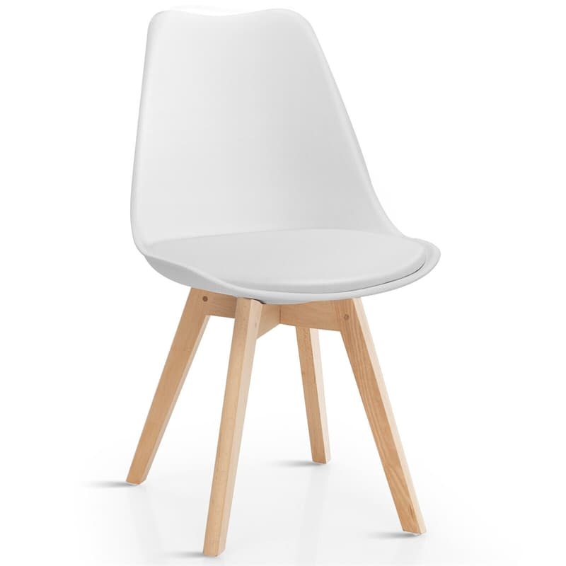 Set of 4 Modern Dining Chairs High Back Kitchen Chairs Mid Century Tulip Side Chairs with Padded Seats & Solid Wood Legs