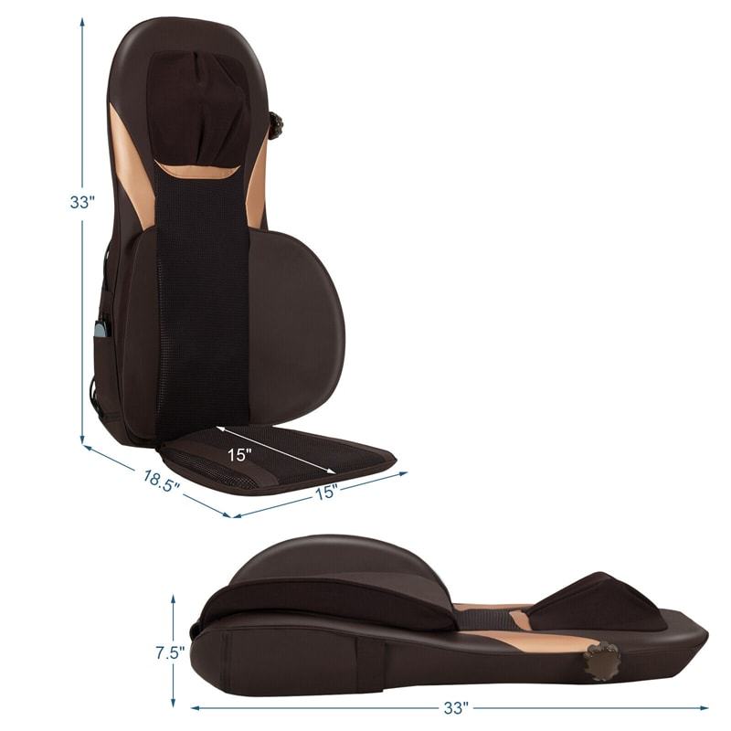Shiatsu Back Massager Height Adjustment Massage Seat Cushion Massage Chair Pad with Heat, Kneading, Rolling & 8 Flexible Nodes
