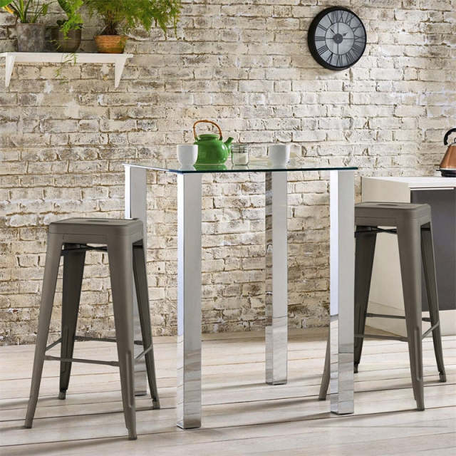 Stackable Backless Metal Bar Stools Set of 4 30” Bar Height Stools with Rubber Footpads & Handling Hole for Kitchen Dining Room