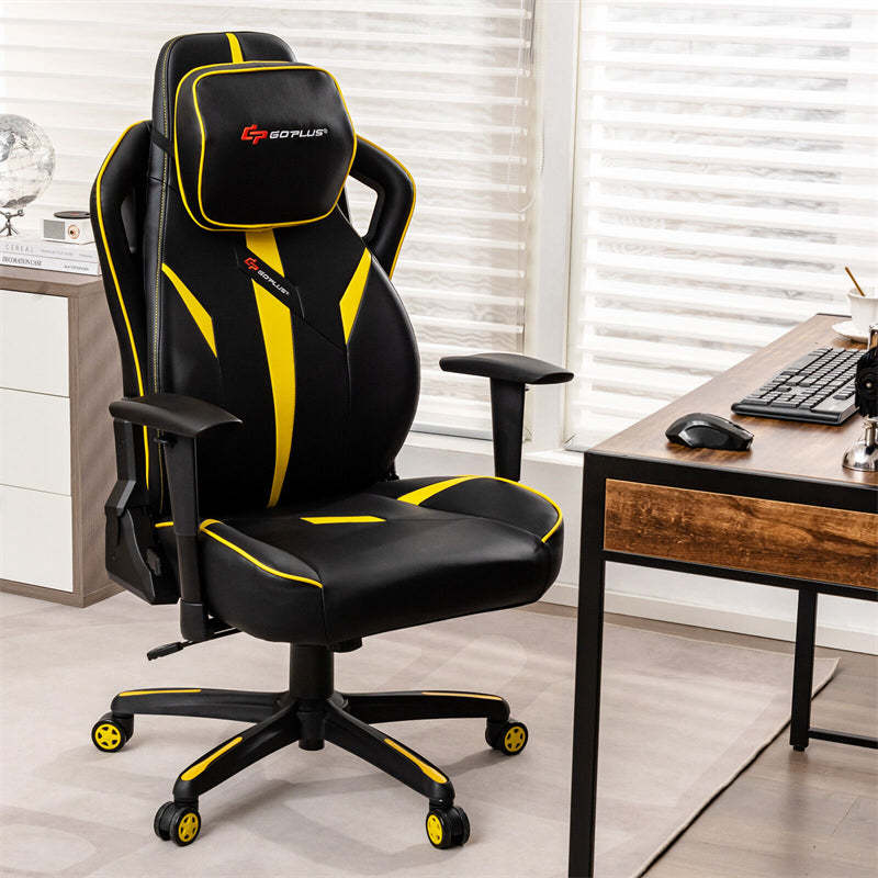 360° Swivel Gaming Chair Height Adjustable Computer Office Racing Chair High Back Video Game Chair with Wide Seat & 2D Armrest Headrest