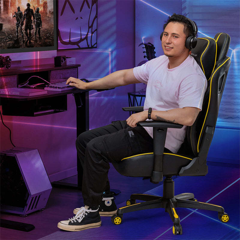 360° Swivel Gaming Chair Height Adjustable Computer Office Racing Chair High Back Video Game Chair with Wide Seat & 2D Armrest Headrest