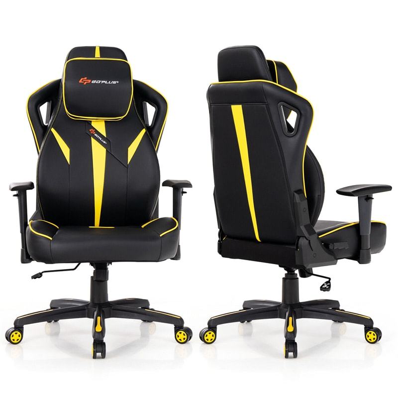 360° Swivel Gaming Chair Height Adjustable Computer Office Racing Chair High Back Video Game Chair with Wide Seat & 2D Armrest Headrest