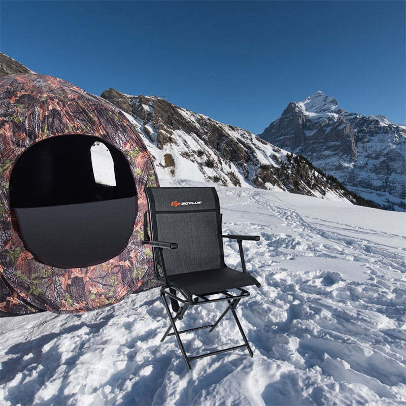 360° Swivel Hunting Blind Chair, Portable Folding Hunting Chair with Armrest, Mesh Back & Carrying Strap, Silent Hunting Seat for Dove Camping