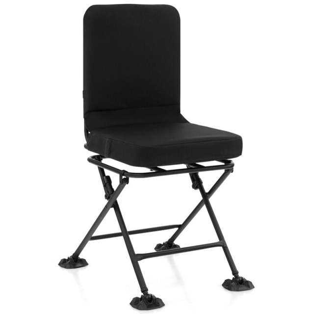 360° Swivel Hunting Chair, Portable Folding Ground Blind Chair w/All-Terrain Duck Feet, Padded Cushion 330LBS Capacity for Deer Hunting Camping