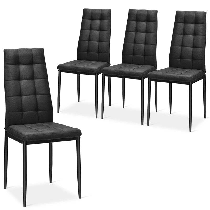 Upholstered Fabric Dining Chairs Set of 4, High Back Kitchen Chairs with Cushioned Seat, Metal Legs, 330LBS Capacity for Home, Restaurant, Living Room