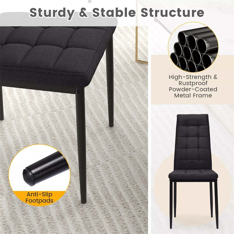 Upholstered Fabric Dining Chairs Set of 4, High Back Kitchen Chairs with Cushioned Seat, Metal Legs, 330LBS Capacity for Home, Restaurant, Living Room