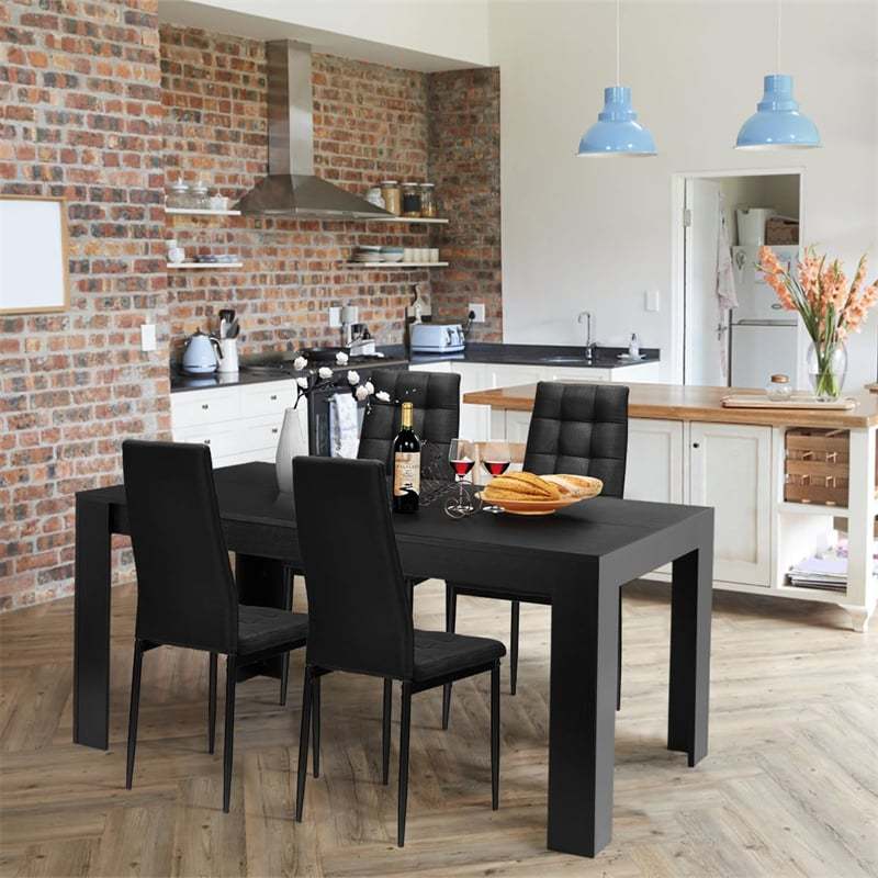 Upholstered Fabric Dining Chairs Set of 4, High Back Kitchen Chairs with Cushioned Seat, Metal Legs, 330LBS Capacity for Home, Restaurant, Living Room