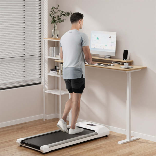 2-in-1 Walking Pad with 265lbs Capacity, Remote Control & LED Display, 2.25HP Under Desk Treadmill for Home, Office, Small Spaces