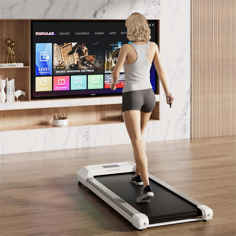2-in-1 Walking Pad with 265lbs Capacity, Remote Control & LED Display, 2.25HP Under Desk Treadmill for Home, Office, Small Spaces