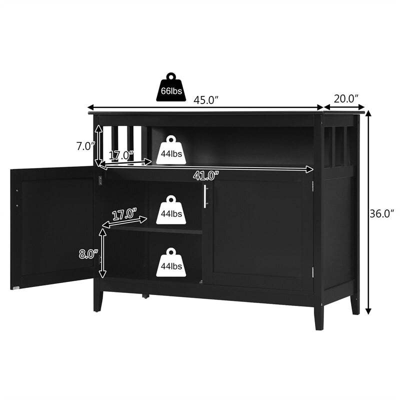 Modern Buffet Cabinet, Freestanding Wood Kitchen Sideboard with Storage, Adjustable Shelf, 2 Doors, Dining Console Table for Living Room Hallway
