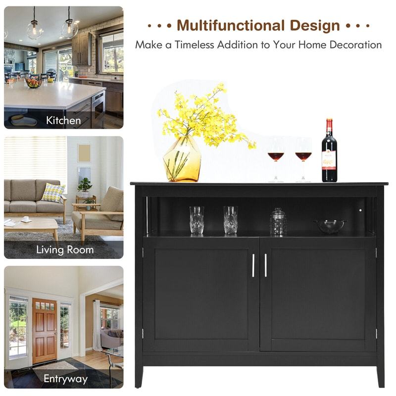 Modern Buffet Cabinet, Freestanding Wood Kitchen Sideboard with Storage, Adjustable Shelf, 2 Doors, Dining Console Table for Living Room Hallway