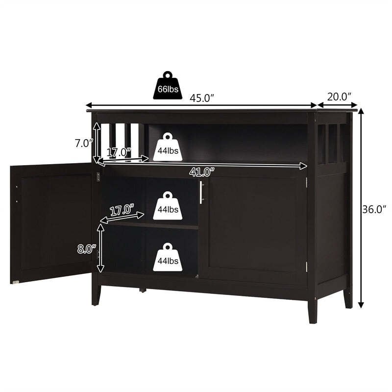 Modern Buffet Cabinet, Freestanding Wood Kitchen Sideboard with Storage, Adjustable Shelf, 2 Doors, Dining Console Table for Living Room Hallway
