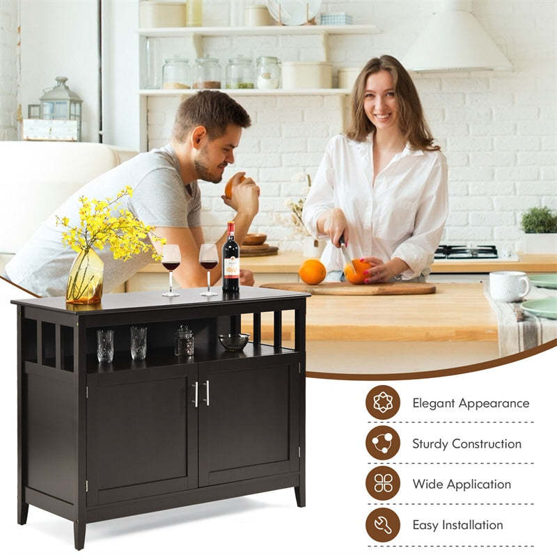 Modern Buffet Cabinet, Freestanding Wood Kitchen Sideboard with Storage, Adjustable Shelf, 2 Doors, Dining Console Table for Living Room Hallway