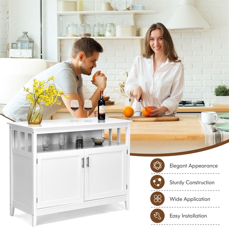 Modern Buffet Cabinet, Freestanding Wood Kitchen Sideboard with Storage, Adjustable Shelf, 2 Doors, Dining Console Table for Living Room Hallway