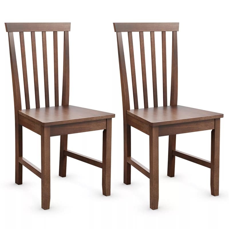 Wood Dining Chairs Set of 2, Modern Armless Kitchen Chairs with Slat Back, Rubber Wood Legs, Farmhouse Dining Room Chairs for Kitchen Restaurant