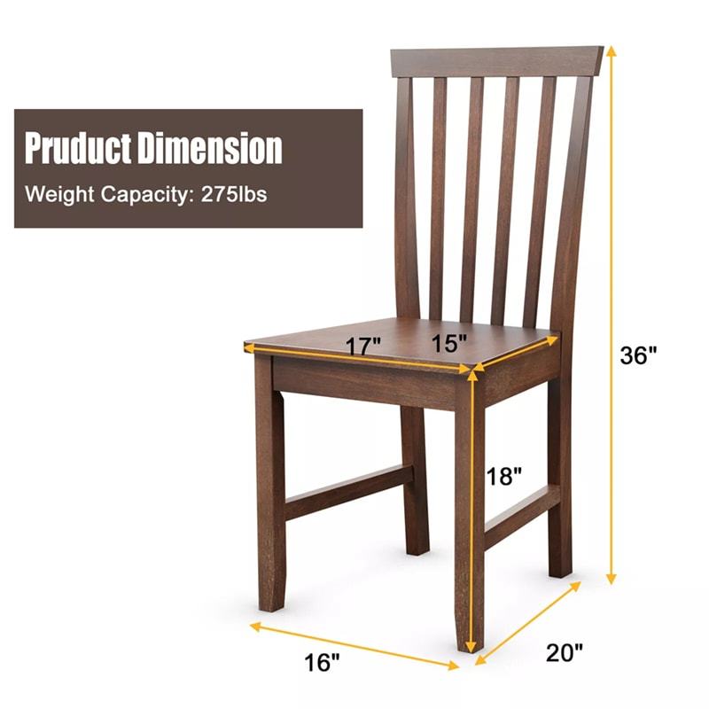 Wood Dining Chairs Set of 2, Modern Armless Kitchen Chairs with Slat Back, Rubber Wood Legs, Farmhouse Dining Room Chairs for Kitchen Restaurant