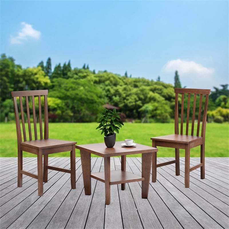 Wood Dining Chairs Set of 2, Modern Armless Kitchen Chairs with Slat Back, Rubber Wood Legs, Farmhouse Dining Room Chairs for Kitchen Restaurant