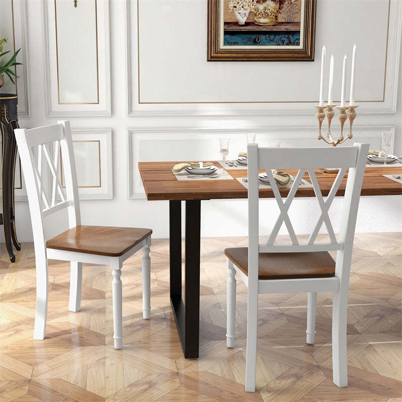 Dining Room Chairs Set of 4, Wooden Farmhouse Kitchen Chairs with Rubber Wood Seat & Acacia Wood Legs, Heavy Duty High Back, Max Load 360 lbs