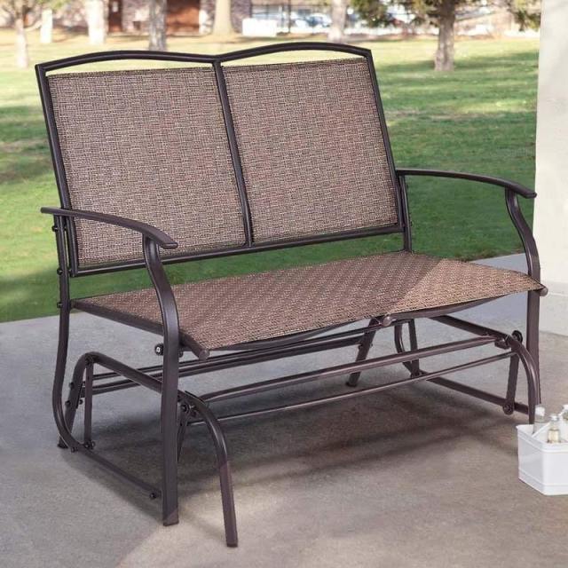 2-Person Outdoor Glider Bench with Steel Frame & Breathable Fabric, 400 lbs Capacity Patio Swing Glider Loveseat Chair for Backyard, Garden