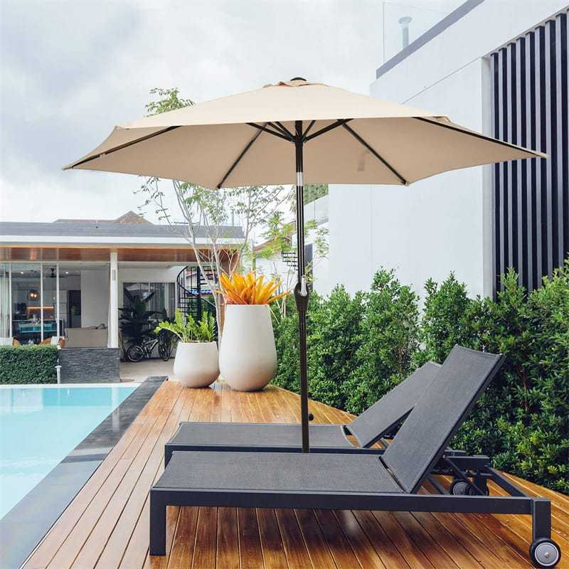 10FT Patio Umbrella Outdoor 6 Ribs Steel Market Table Umbrella with Push Button Tilt & Crank for Garden Backyard Deck Pool
