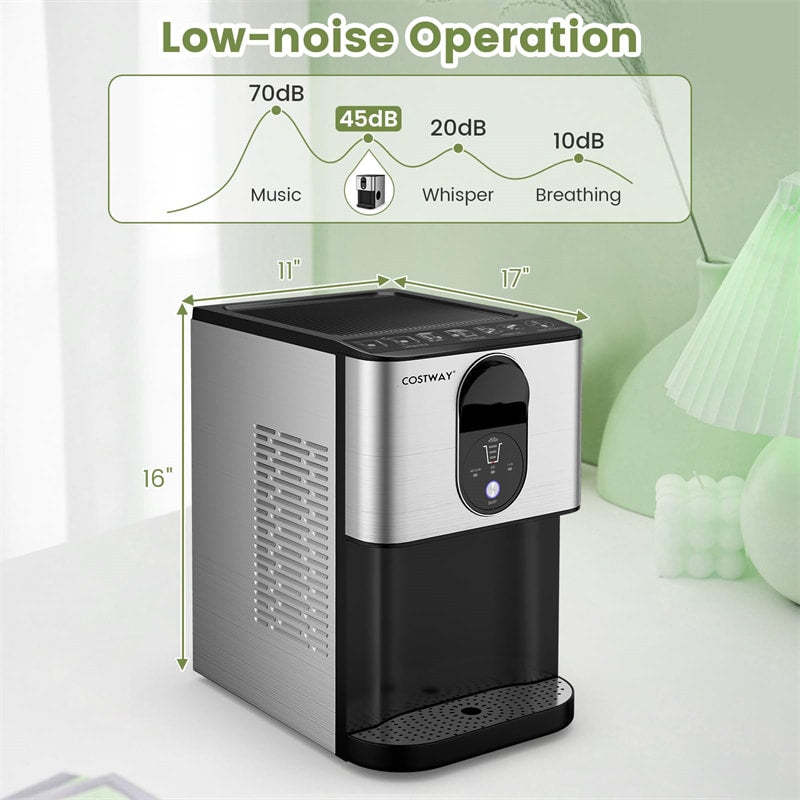 Self-Dispensing Countertop Nugget Ice Maker, 56LBS/24H Soft Chewable Ice, Self-Cleaning, Portable Stainless Steel Ice Machine for Home Office, Parties