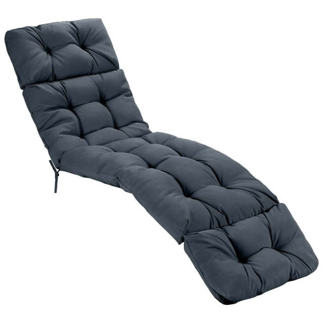 73" Thick Waterproof Outdoor Chaise Lounge Cushion with String Ties, All-Weather Patio Recliner Chair Pad for Poolside, Garden & Indoor Use