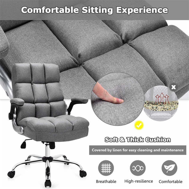 Big & Tall Ergonomic Office Chair, High-Back Executive Computer Desk Chair with Flip-Up Arms, Thick Padding, Adjustable Height, 400 LBS Capacity