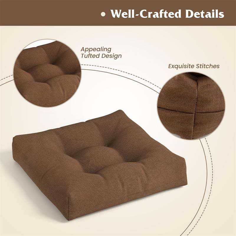 Set of 2 Waterproof Tufted Patio Chair Cushions with High Elasticity, 21" x 21" Deep Seat Square Pillows for Indoor & Outdoor Furniture