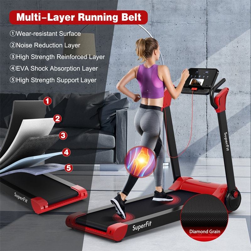 2.25HP Electric Folding Treadmill Motorized Running Machine with LED Display & Bluetooth Speaker APP Control