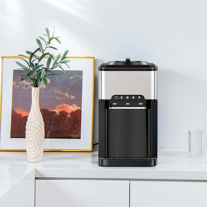 3-in-1 Countertop Ice Maker with Hot/Cold Water Dispenser, 48LBS/24H Portable Ice Machine with Safety Lock, Water Cooler for Home Kitchen, Office, RV