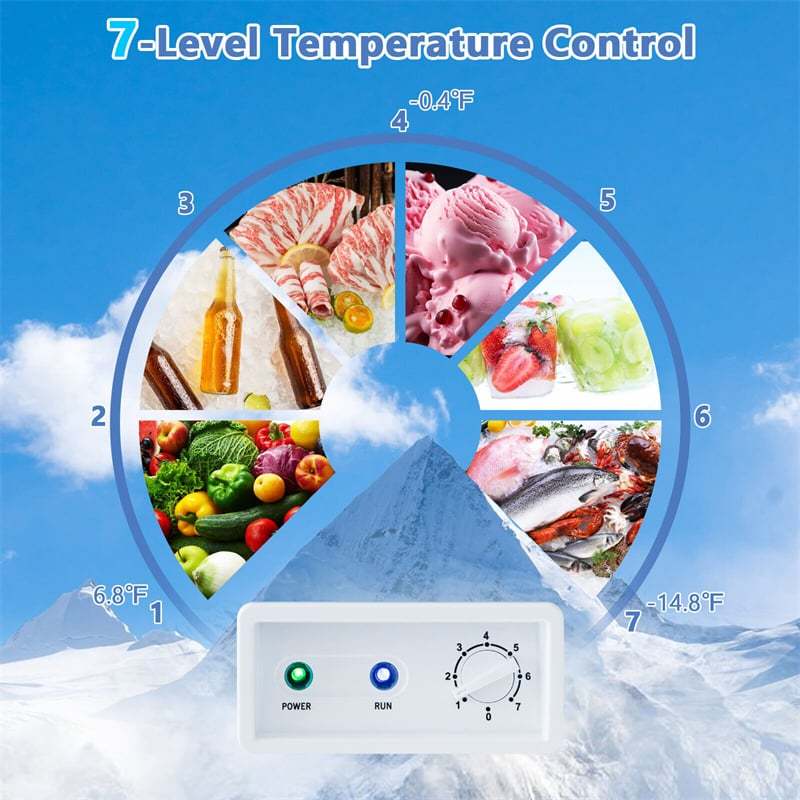 10 cu. ft. Chest Freezer Compact Deep Freezer Freestanding Top Open Door Freezer with 7-Level Adjustable Temperature & Removable Basket